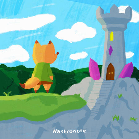 Un renard regarde une tour au loin.